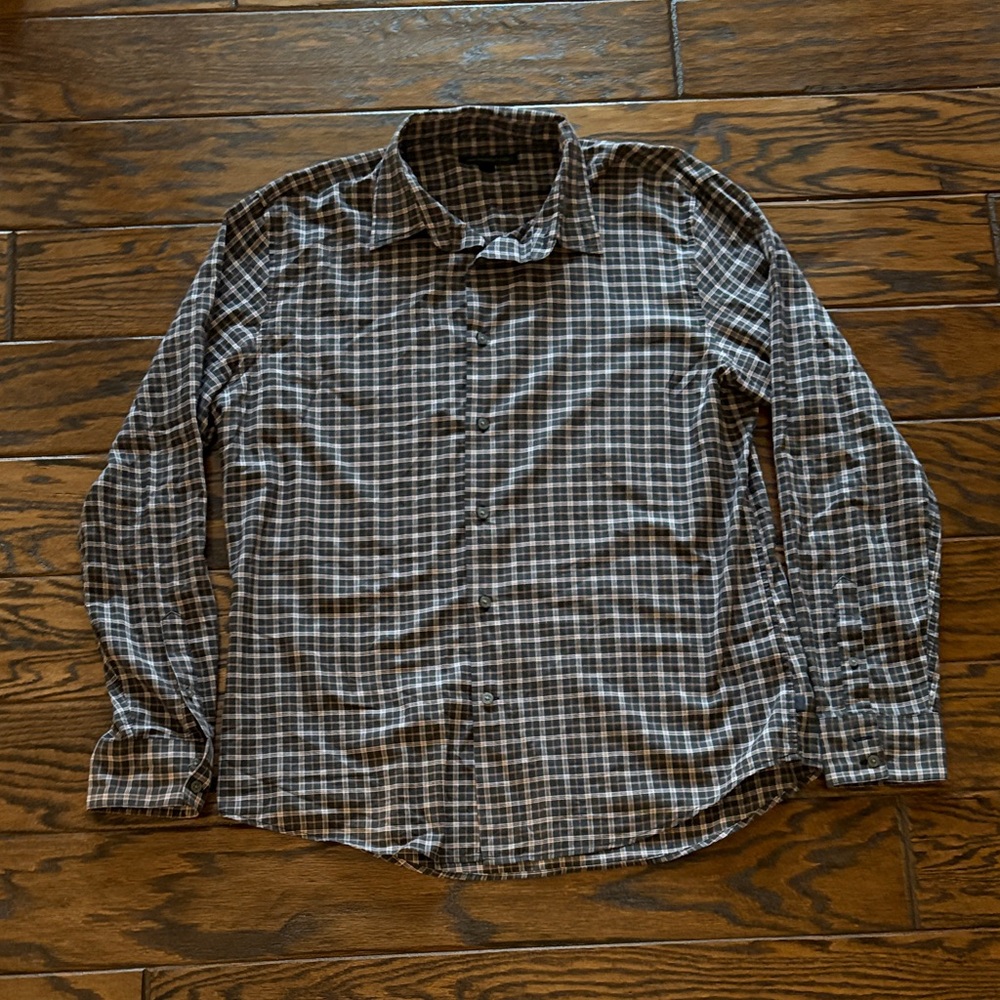 John Varvatos Men's Black and White Checkered Shirt